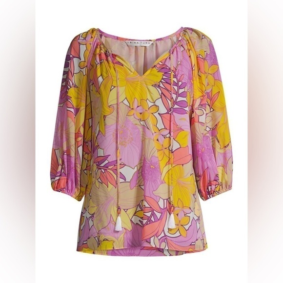 Trina Turk Abree Silk Top Medium - Picture 3 of 13
